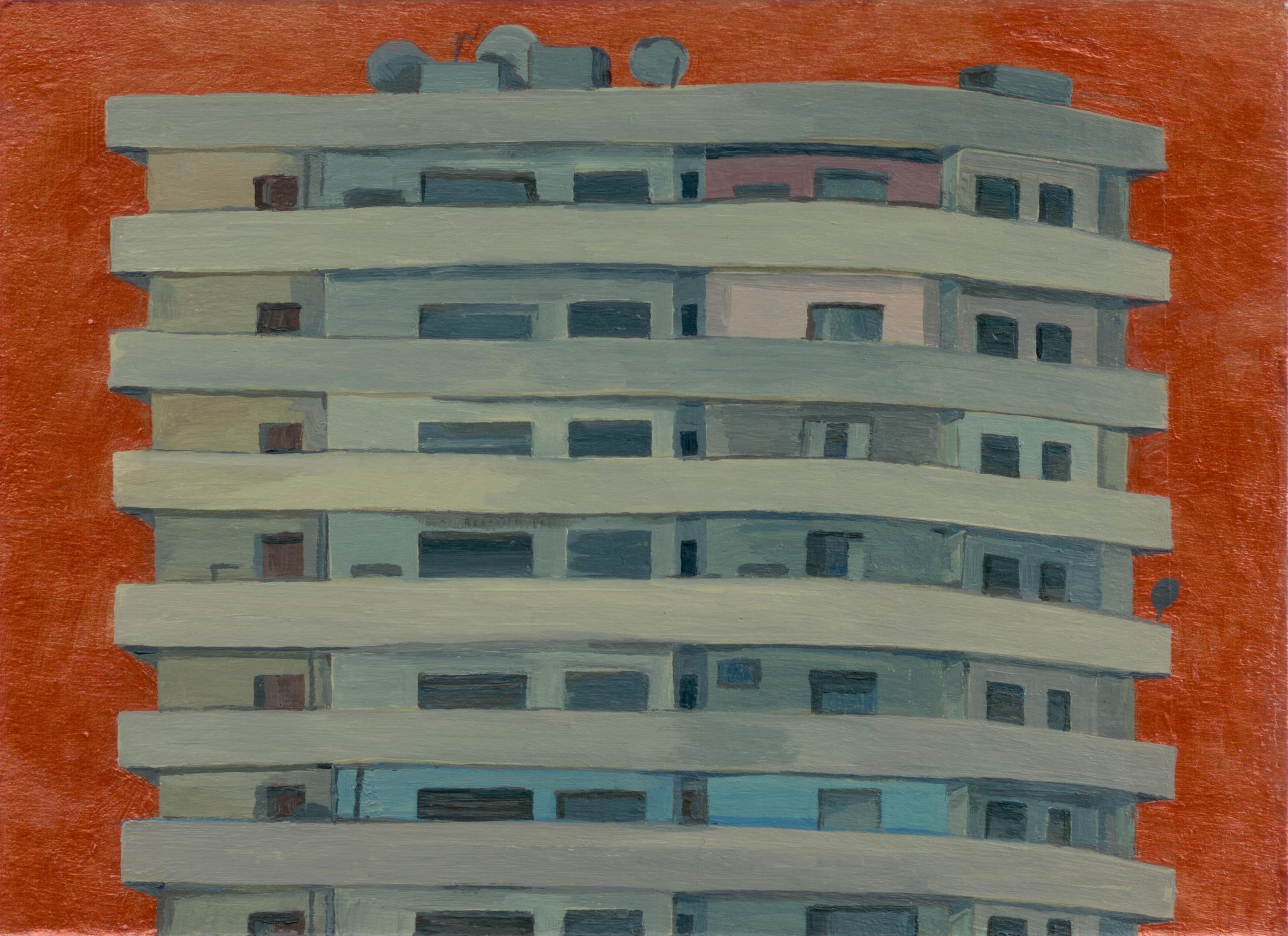 FaridaElGazzar_ Neighbors_2015_AcrylicOnCardboard_15.5x20cm_KalfayanGalleries