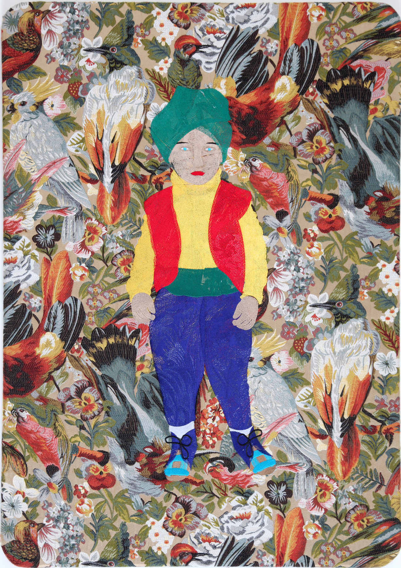 RYDSK14A17_RaedYassin_RaedTheSindbad_DancingSmokingKissingSeries_2013_SilkThreadEmbroideryOnEmbroideredSilkCloth_85x60cm_KalfayanGalleries