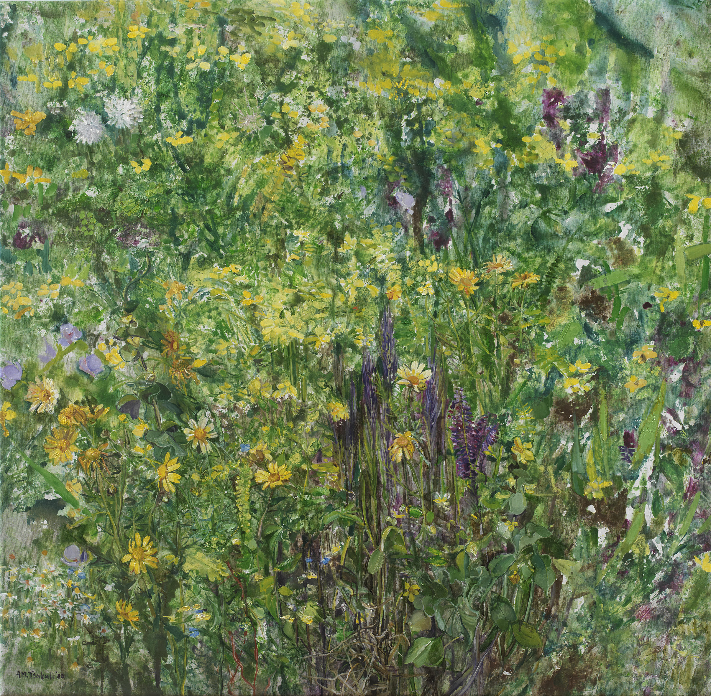 AMT22A#02_AnnaMariaTsakali_Daisies_2020_oil and tempera on canvas_100x100cm