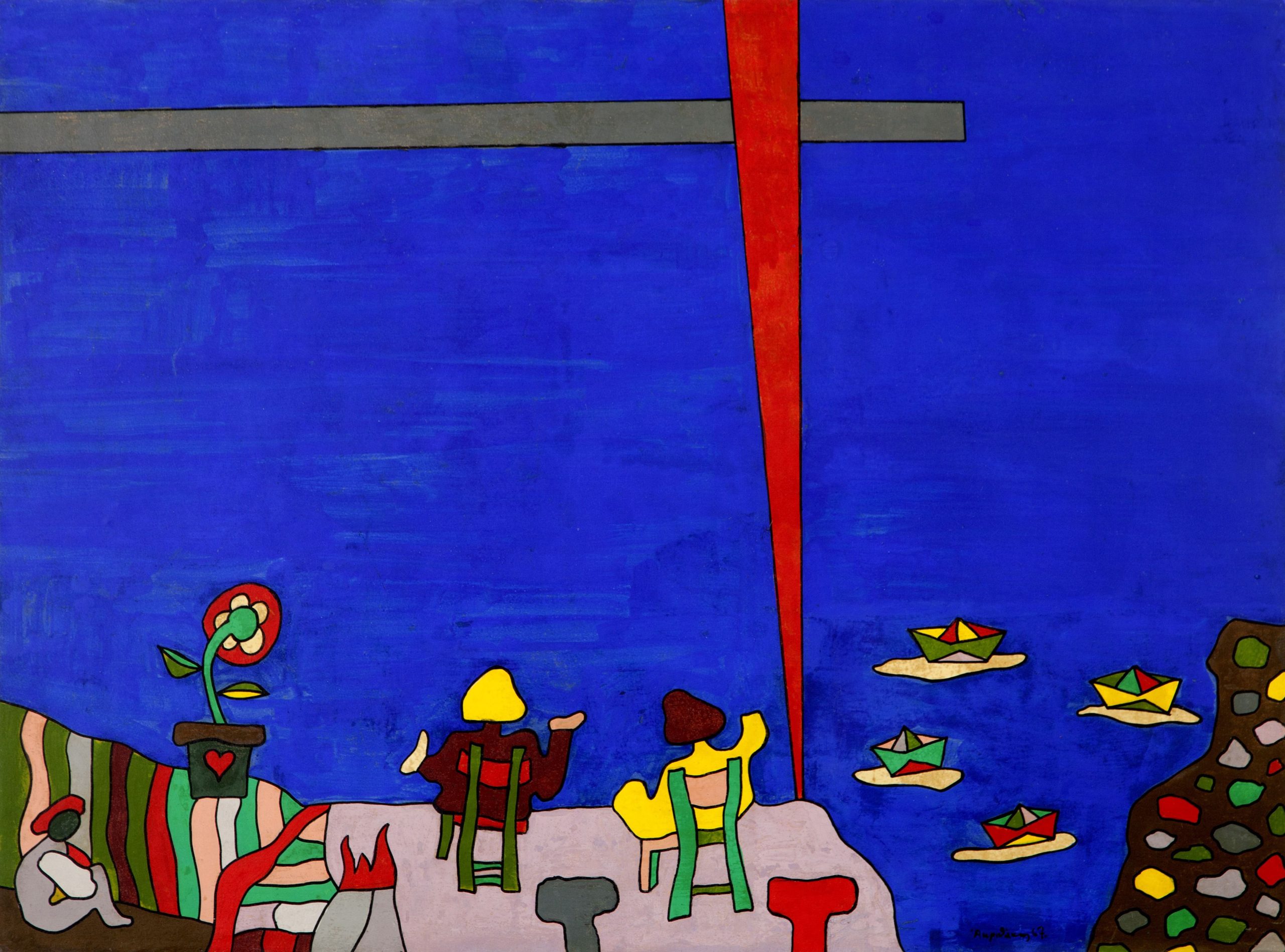 AlexisAkrithakis_Untitled_1967_TemperaOnWoodenPanel_51x69cm_KalfayanGalleries