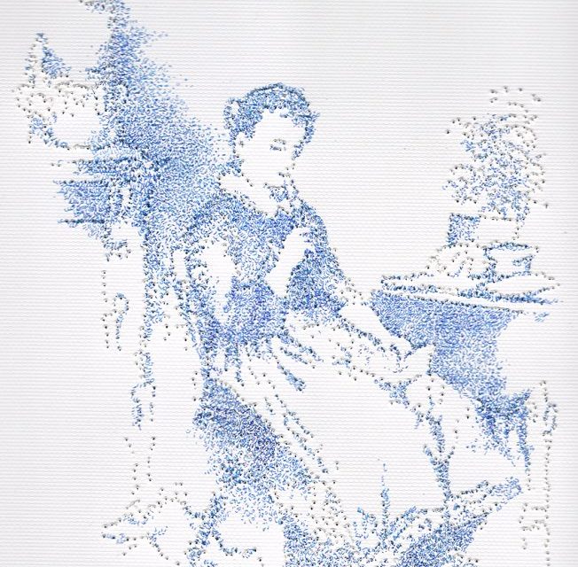 NP13A12_NinaPapaconstantinou_Girl3VonBremen_GirlsWritingLettersSeries_2013_Detail_ArchivalFeltTipPenAndPinPricksOnPaper_37.5×29.5cm_KalfayanGalleries