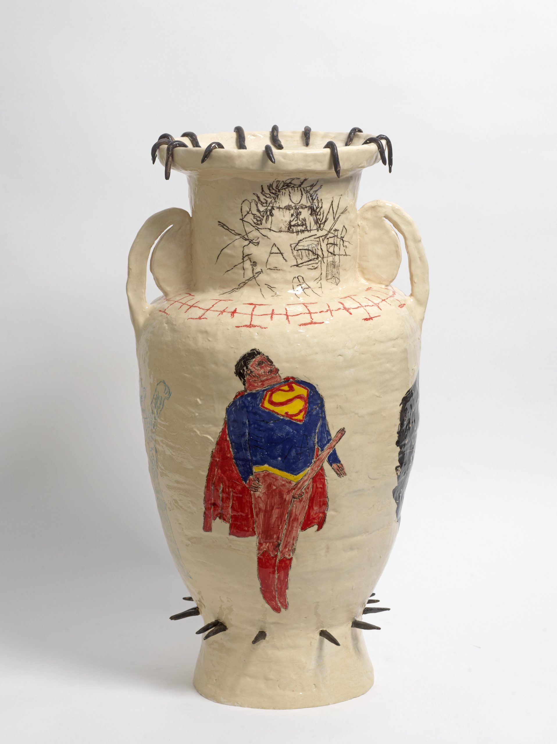 DN26A_12_DimitrisNeveskiotis_AtFirstItSeemedOutOfPlaceThenSlowlyEverythingElseAdjustedAroundIt_handpaintedclay_underglaze_glaze_64x34cm_1_KalfayanGalleries