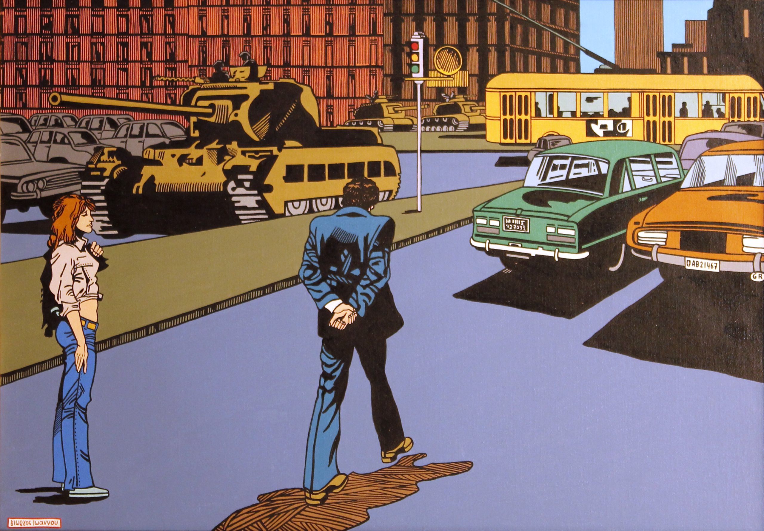 74_91_GiorgosIoannou_ThinkingOnTheWay1974_oilonlinen_70x100cm_KalfayanGalleries